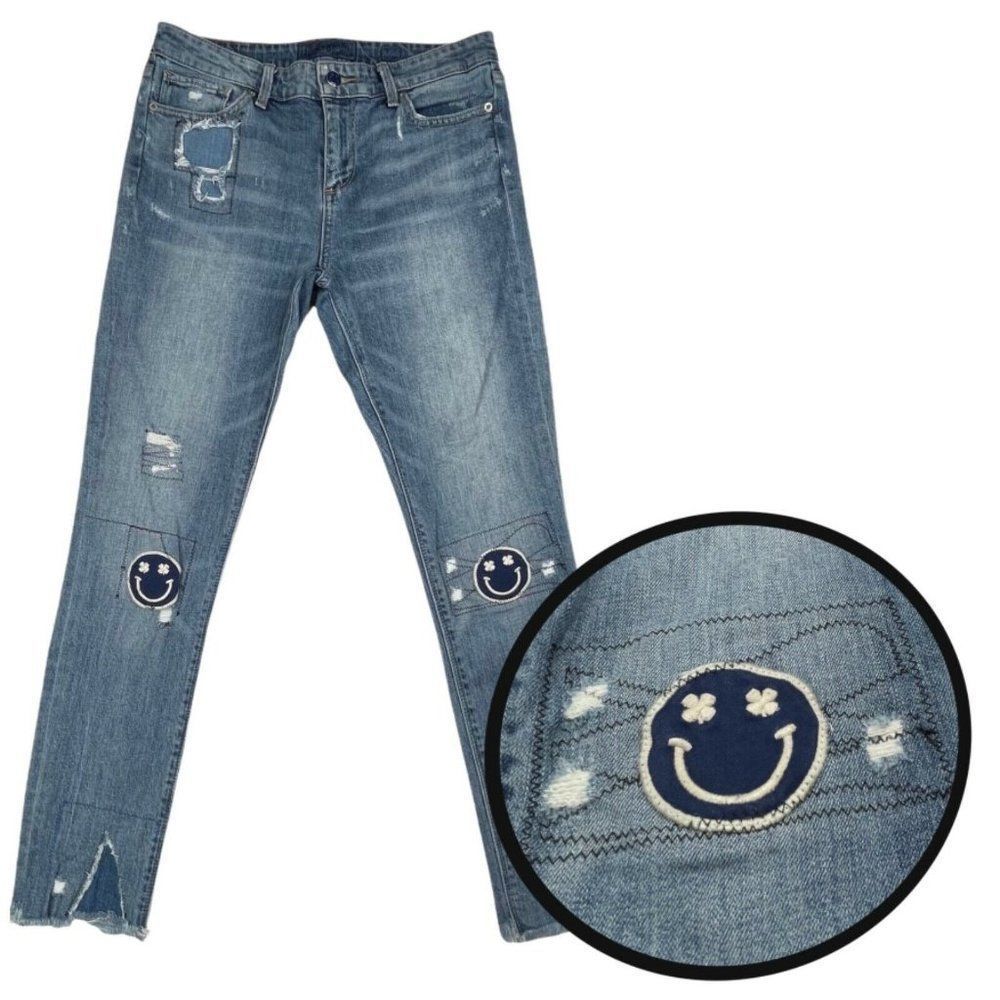 Lucky Brand Ava Skinny Distress Smiley Patch Jean